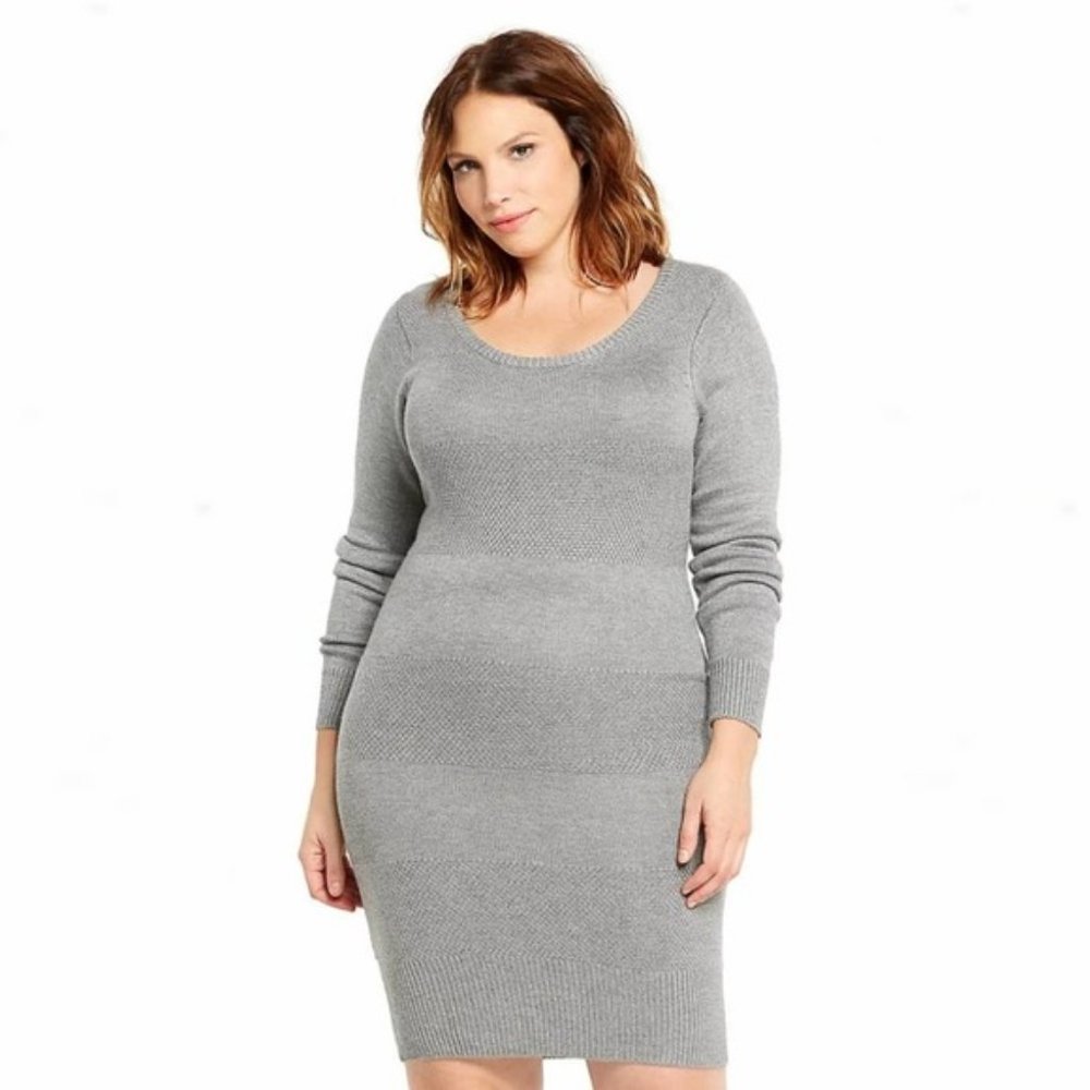 NWT Torrid Heather Grey Striped Knit Sweater Dress Plus Size 1